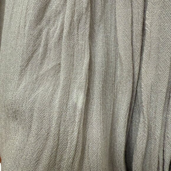 FREE PEOPLE Flowy Blouse XS Oversized Rayon Long Sleeve Boho Top Beaded Beige - Picture 13 of 14